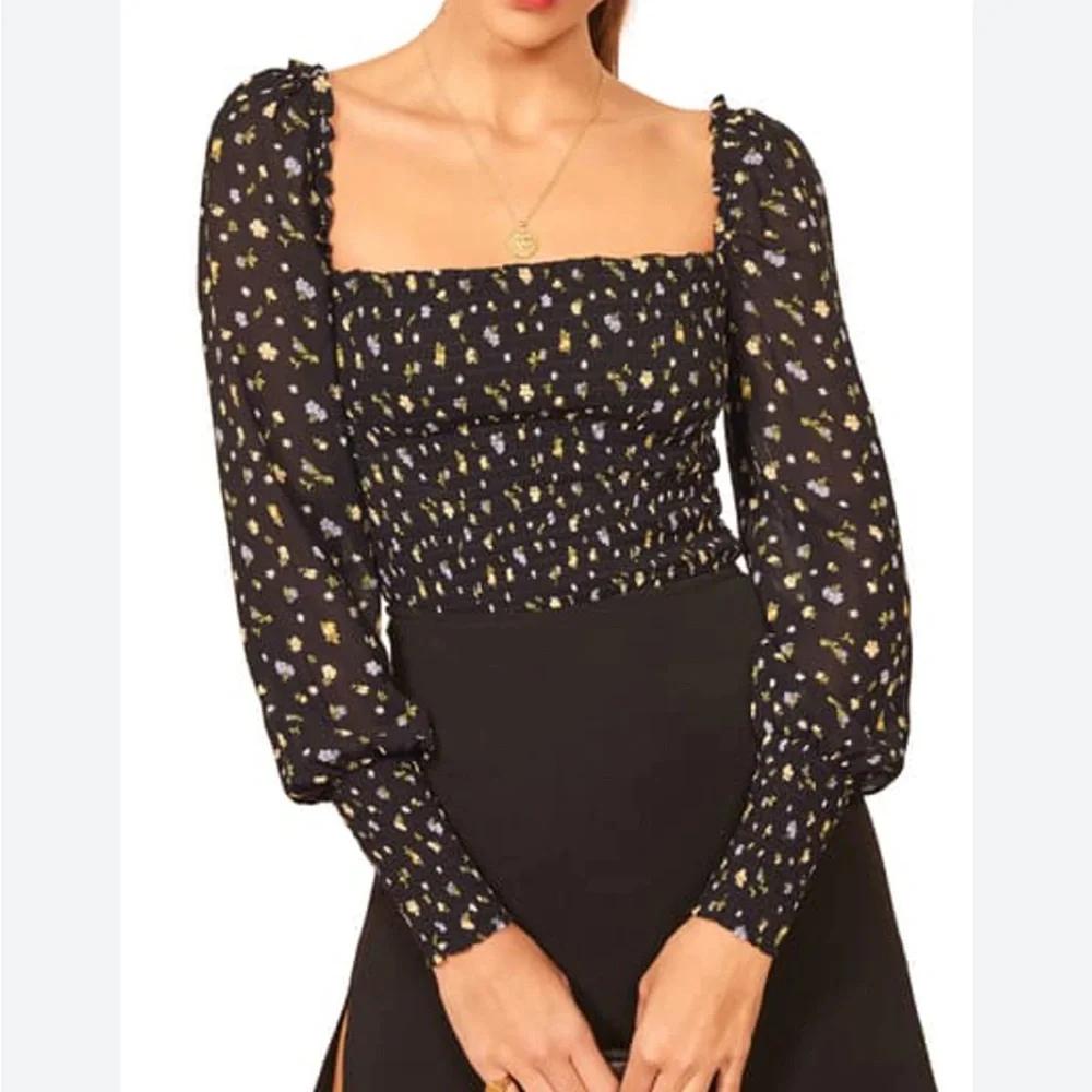 REFORMATION Pinto Smocked Top In Posie‎ XS